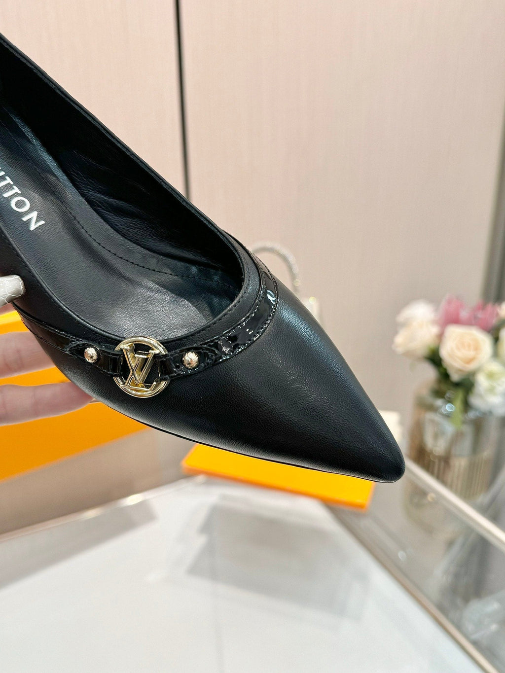 LOUIS VUITTON 6AM HIGH HEELS 55 MM IN BLACK LAMBSKIN