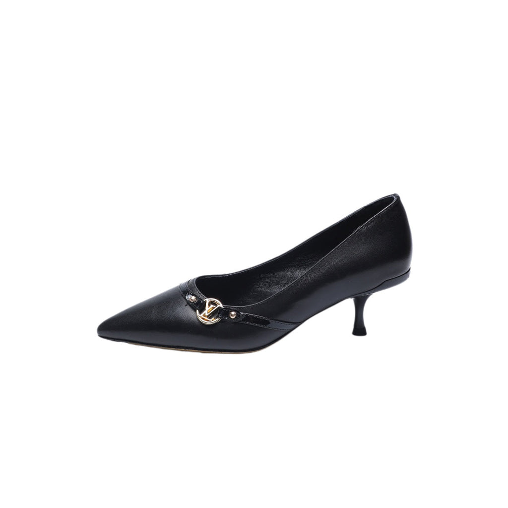 LOUIS VUITTON 6AM HIGH HEELS 55 MM IN BLACK LAMBSKIN
