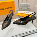 LOUIS VUITTON 6AM SLINGBACK HIGH HEELS 55 MM IN CHOCOLATE BROWN MONOGRAM LAMBSKIN