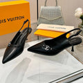 LOUIS VUITTON 6AM SLINGBACK HIGH HEELS 55 MM IN BLACK LAMBSKIN