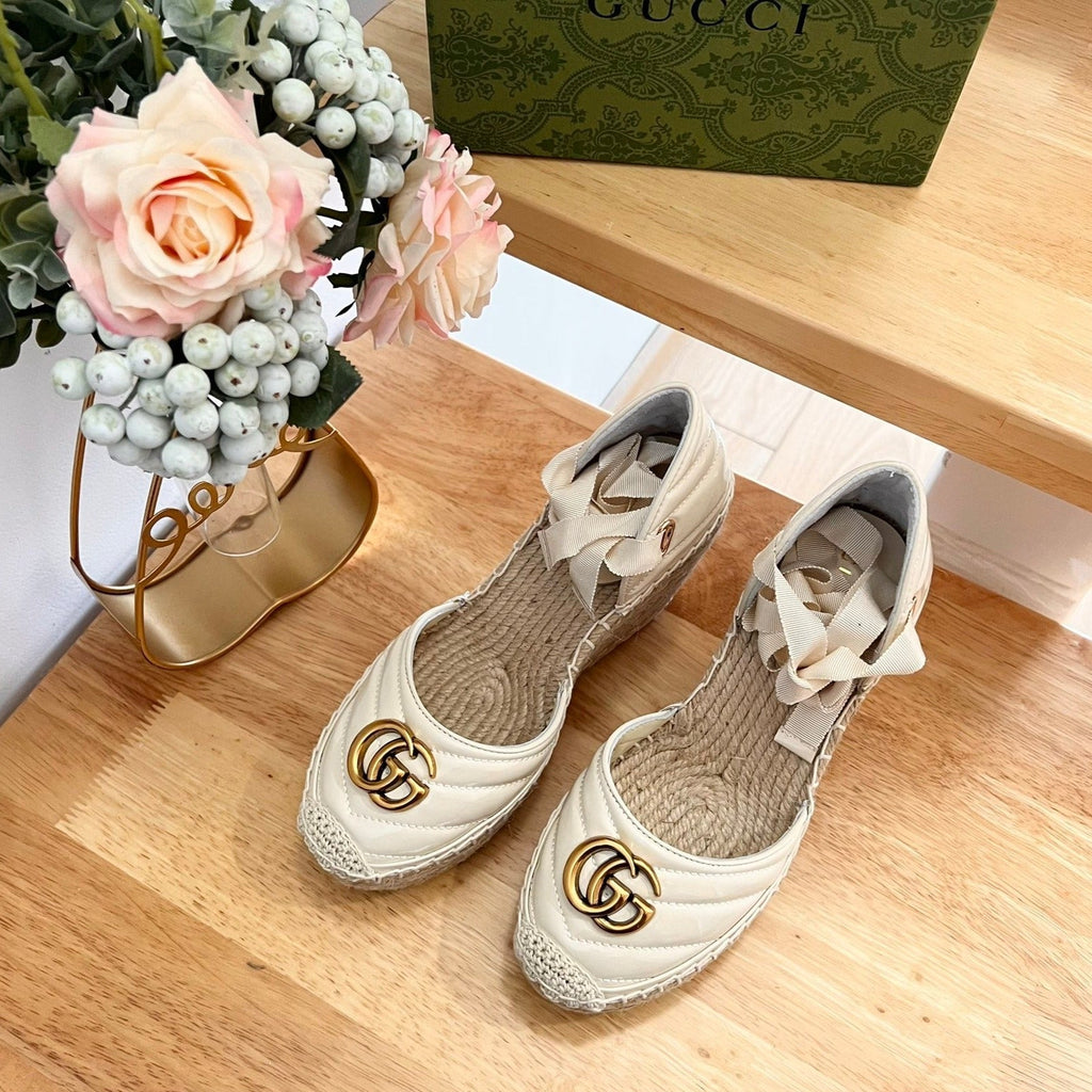 GUCCI Crochet platform Espadrilles White