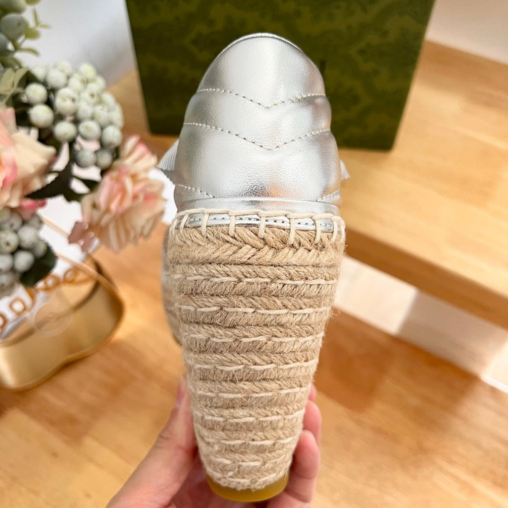 GUCCI Crochet platform Espadrilles Silver