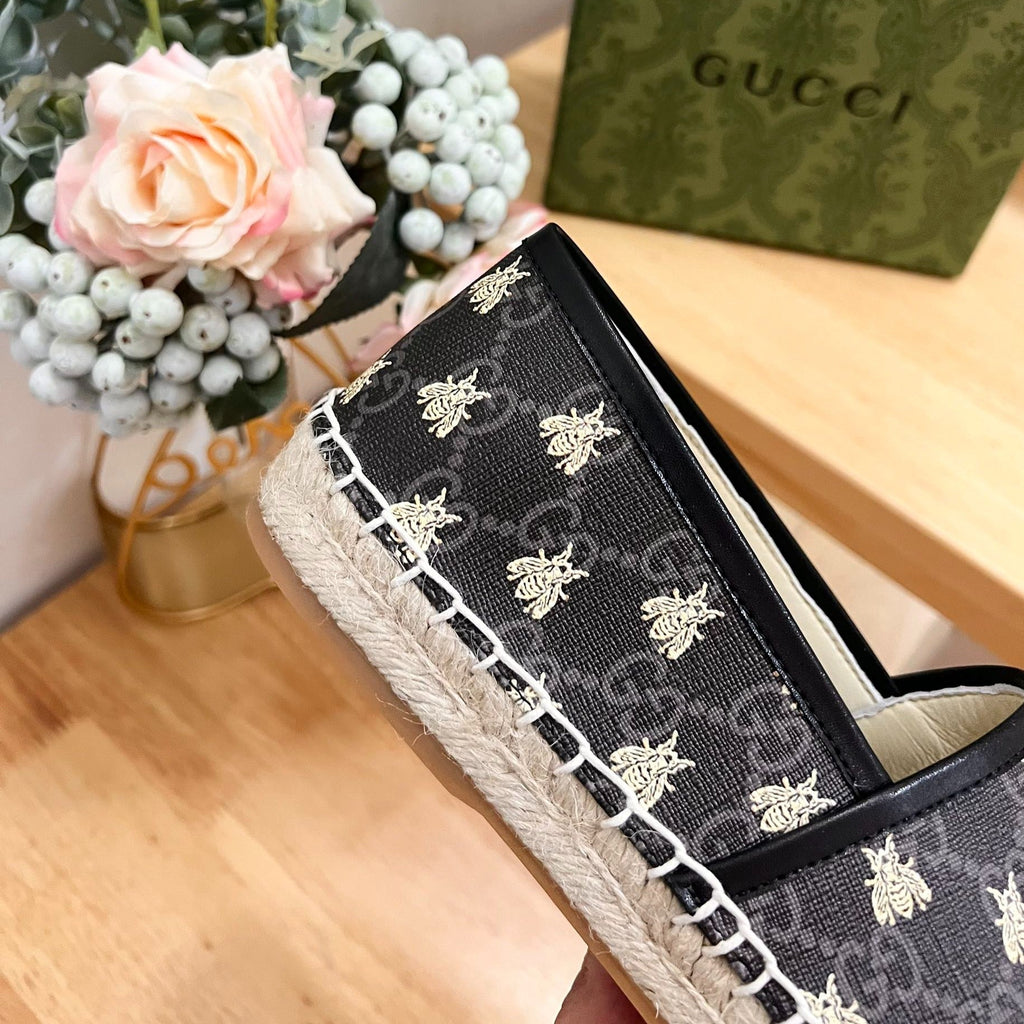 GUCCI Supreme Flat Shoes Black Caro