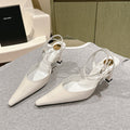 LOUIS VUITTON AIMÉE HIGH 8 CM SLINGBACK PUMPS IN WHITE PATENT CALFSKIN
