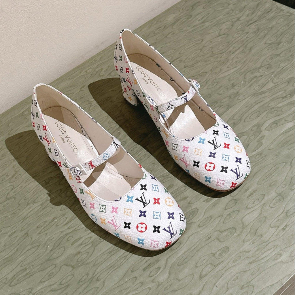LOUIS VUITTON SWING HIGH MARY JANE 55 MM IN WHITE MONOGRAM CALFSKIN