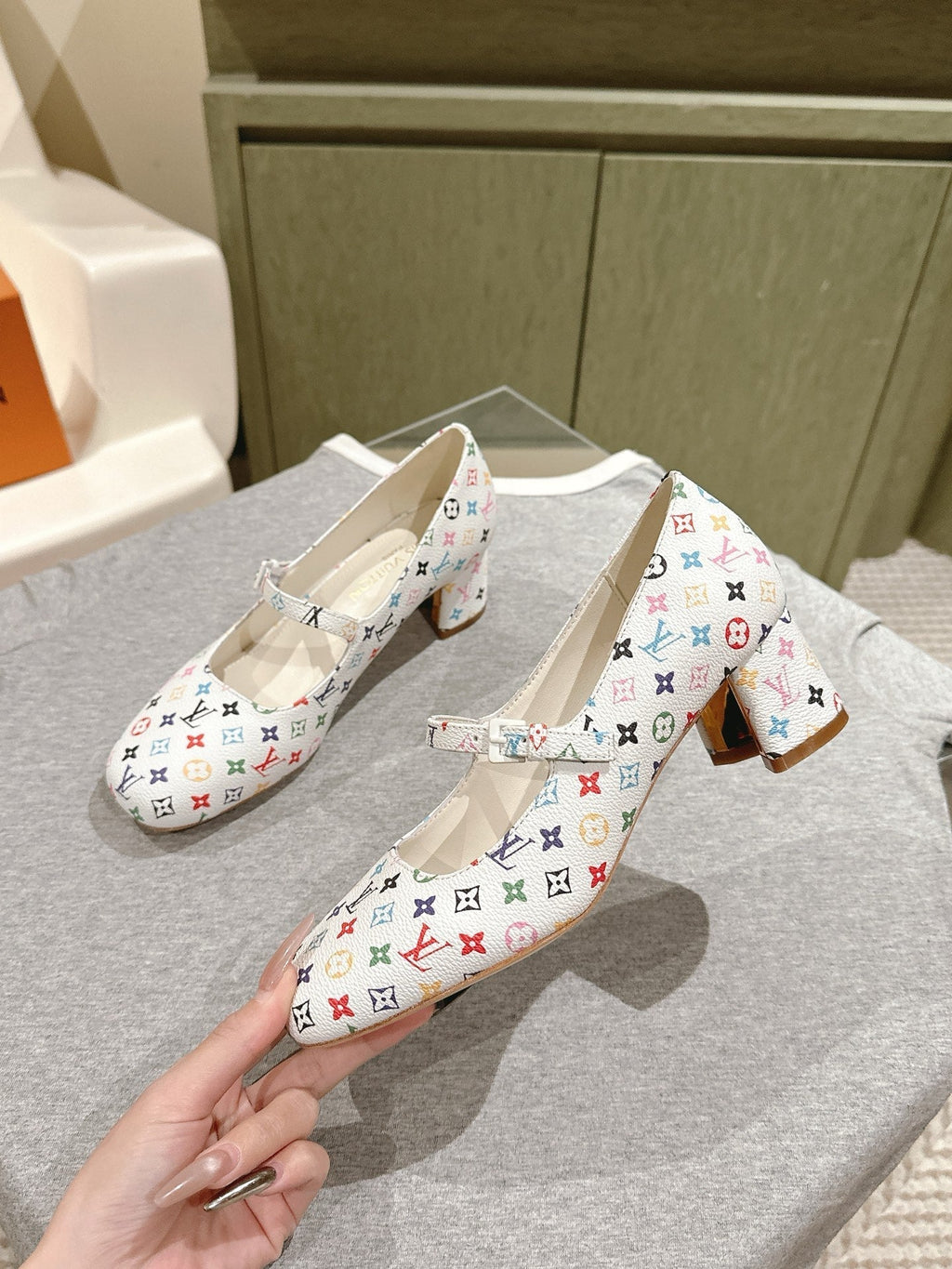 LOUIS VUITTON SWING HIGH MARY JANE 55 MM IN WHITE MONOGRAM CALFSKIN