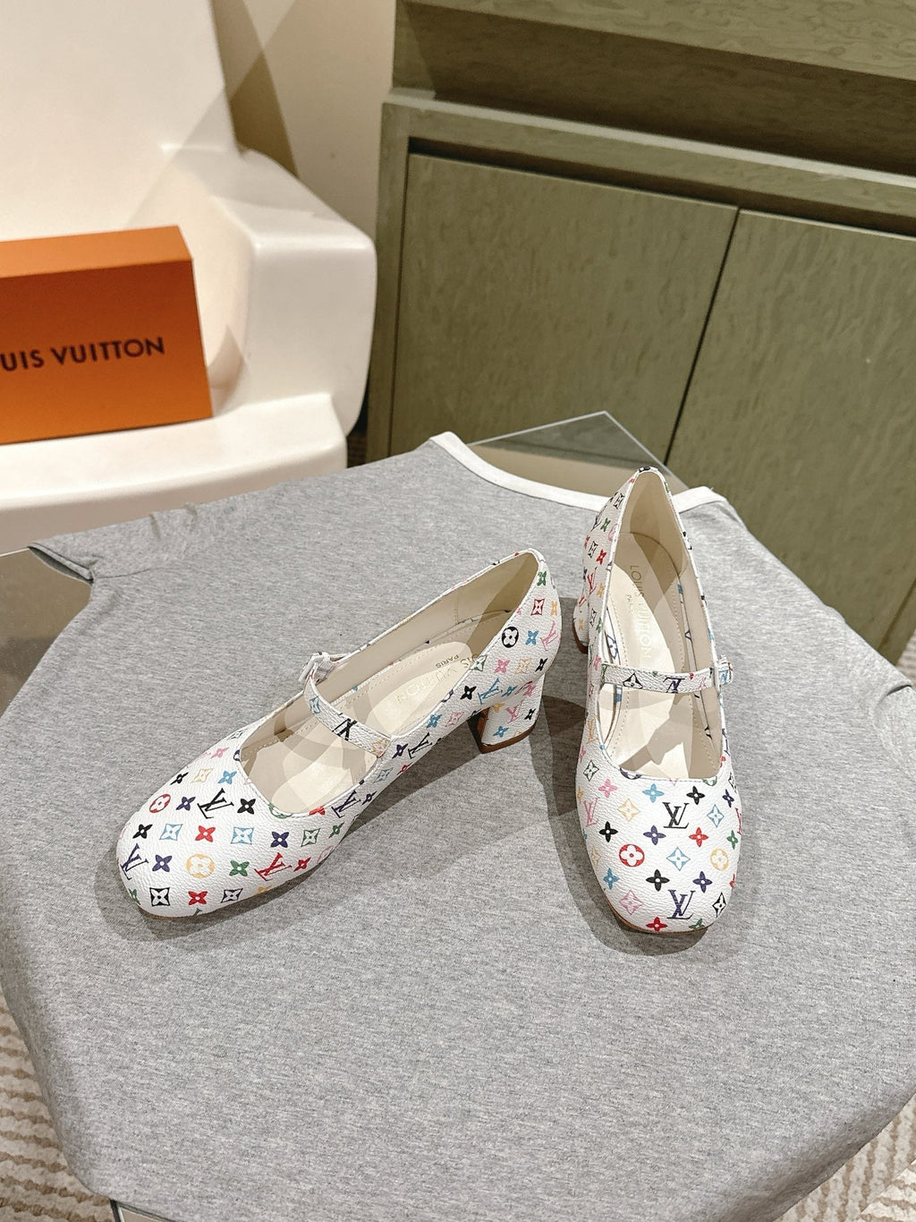LOUIS VUITTON SWING HIGH MARY JANE 55 MM IN WHITE MONOGRAM CALFSKIN