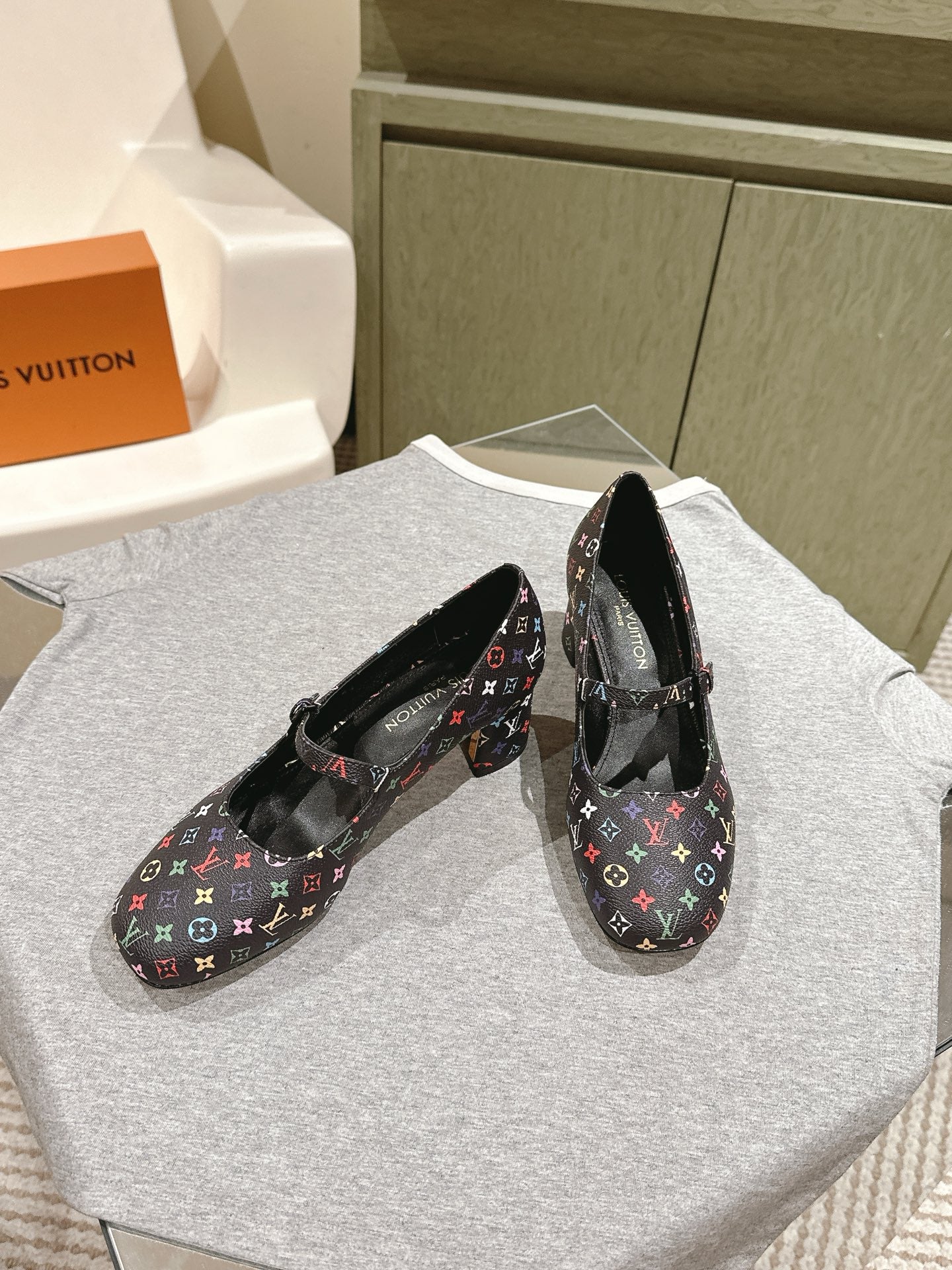 LOUIS VUITTON SWING HIGH MARY JANE 55 MM IN BLACK MONOGRAM CALFSKIN