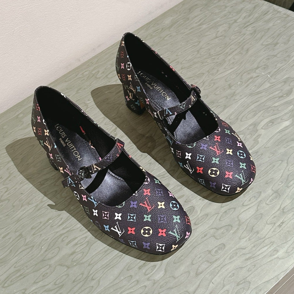 LOUIS VUITTON SWING HIGH MARY JANE 55 MM IN BLACK MONOGRAM CALFSKIN