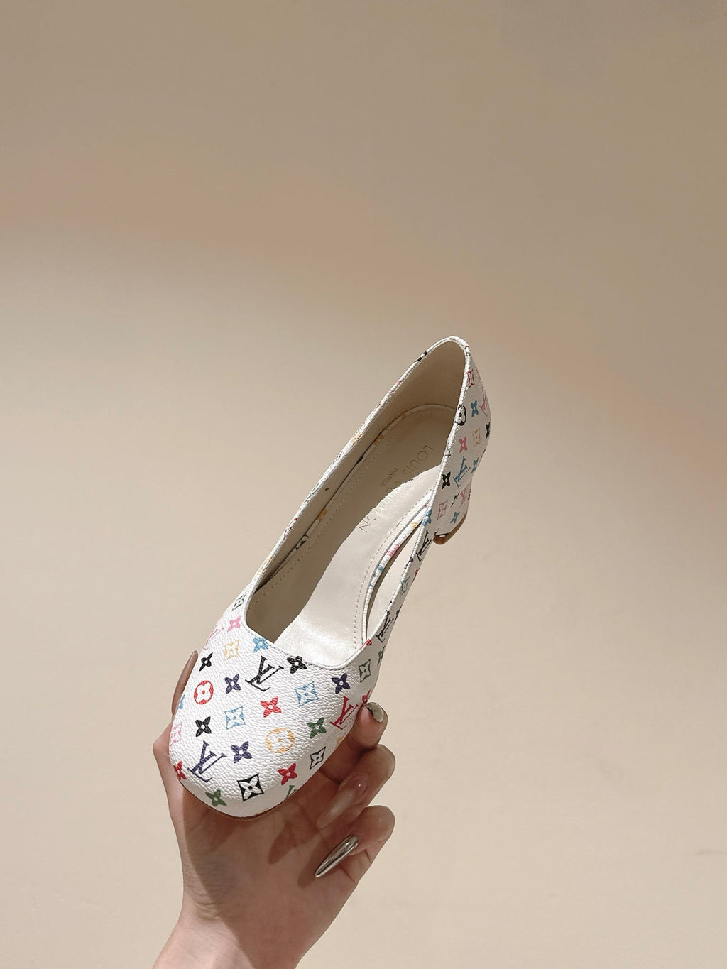 LOUIS VUITTON SWING HIGH PUMP 55 MM IN WHITE MONOGRAM CALFSKIN