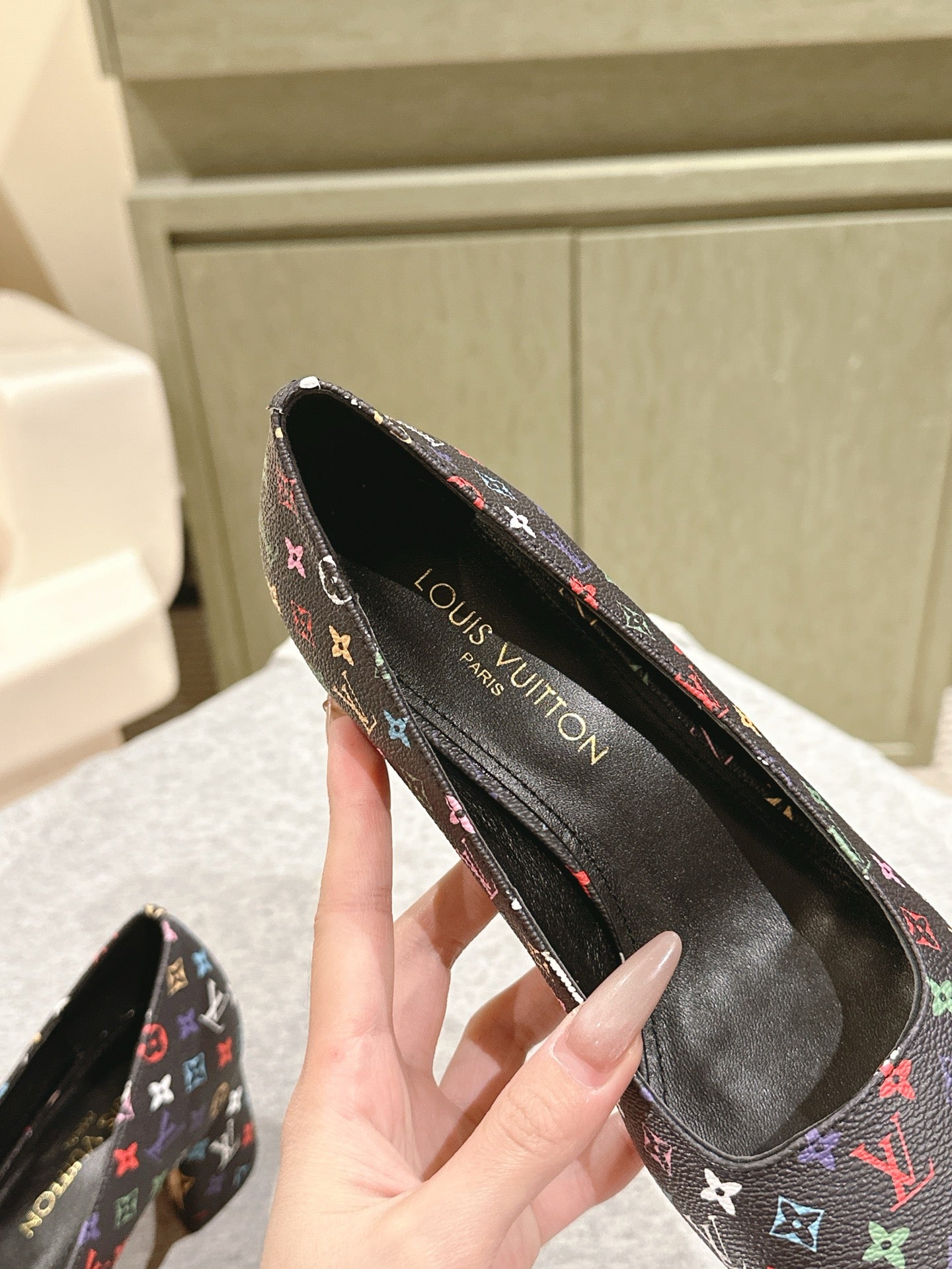 LOUIS VUITTON SWING HIGH PUMP 55 MM IN BLACK MONOGRAM CALFSKIN