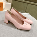 LOUIS VUITTON SWING HIGH PUMP 55 MM IN PALE PINK PATENT CALFSKIN