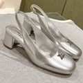LOUIS VUITTON SWING SLINGBACK PUMP 55 MM IN SILVER CALFSKIN