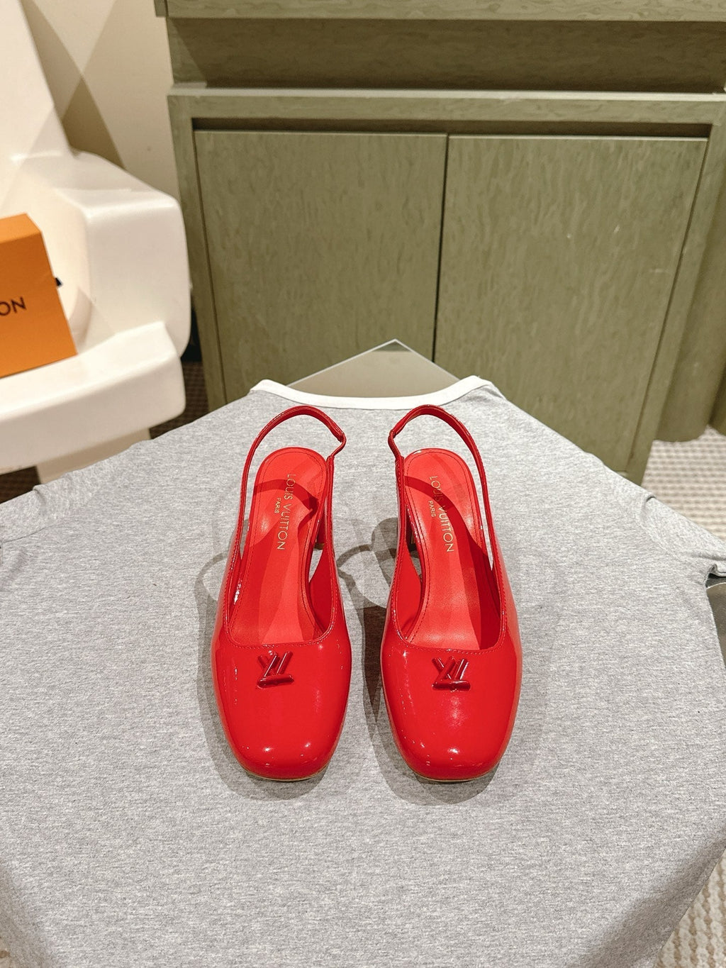 LOUIS VUITTON SWING SLINGBACK PUMP 55 MM IN CRIMSON RED CALFSKIN