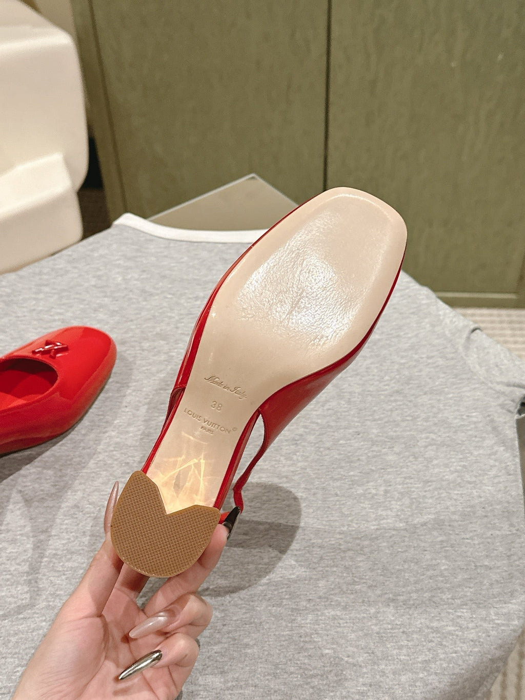 LOUIS VUITTON SWING SLINGBACK PUMP 55 MM IN CRIMSON RED CALFSKIN