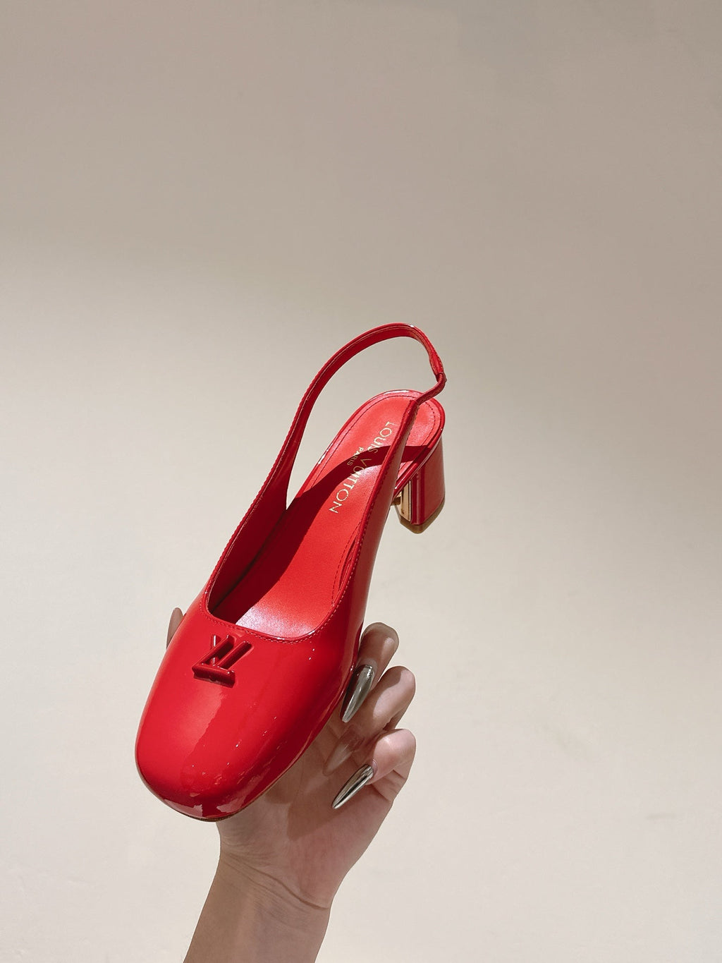 LOUIS VUITTON SWING SLINGBACK PUMP 55 MM IN CRIMSON RED CALFSKIN