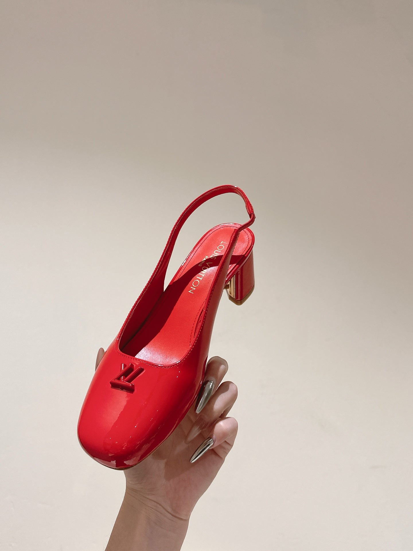 LOUIS VUITTON SWING SLINGBACK PUMP 55 MM IN CRIMSON RED CALFSKIN