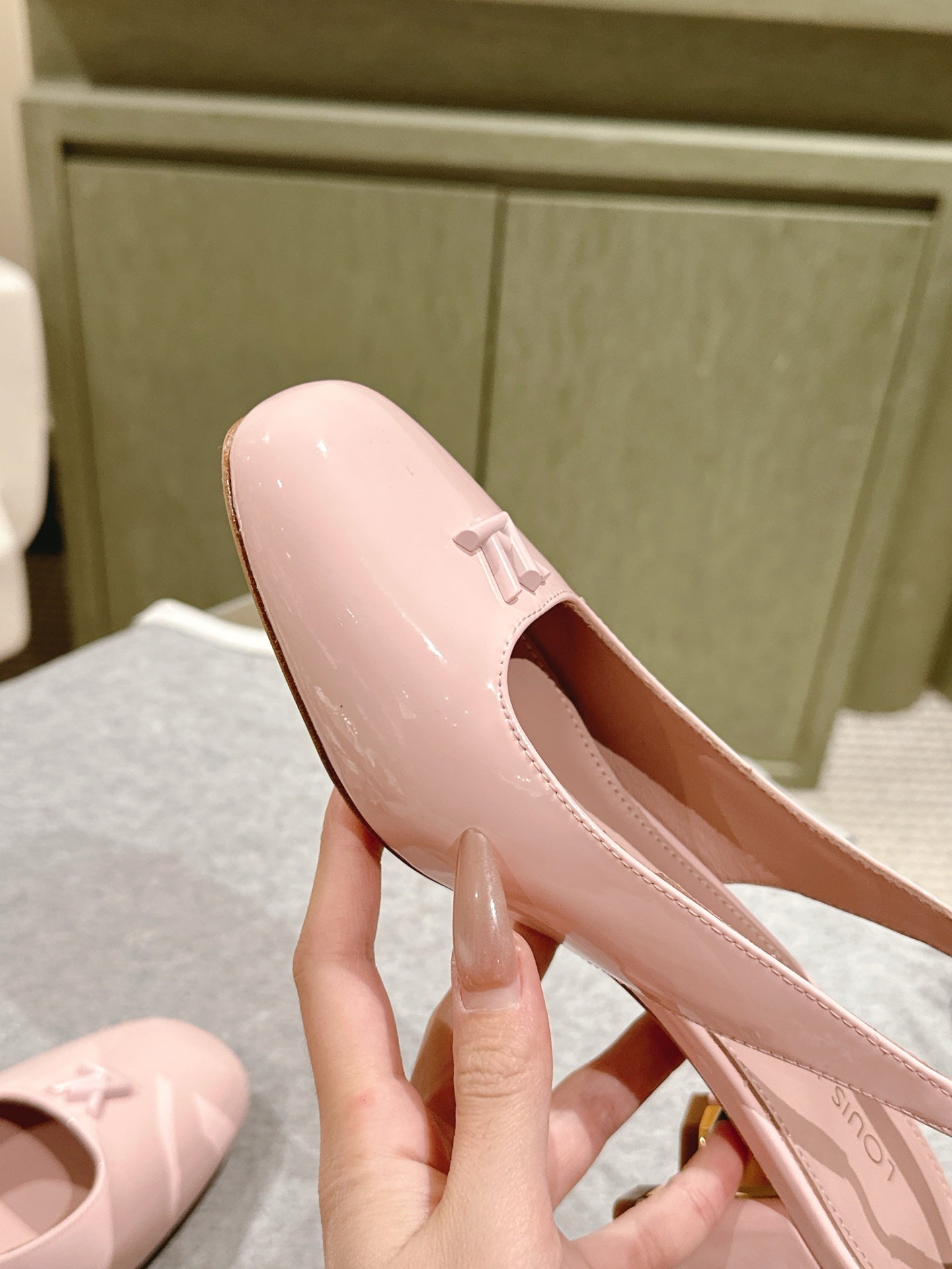 LOUIS VUITTON SWING SLINGBACK PUMP 55 MM IN PEACH PINK CALFSKIN