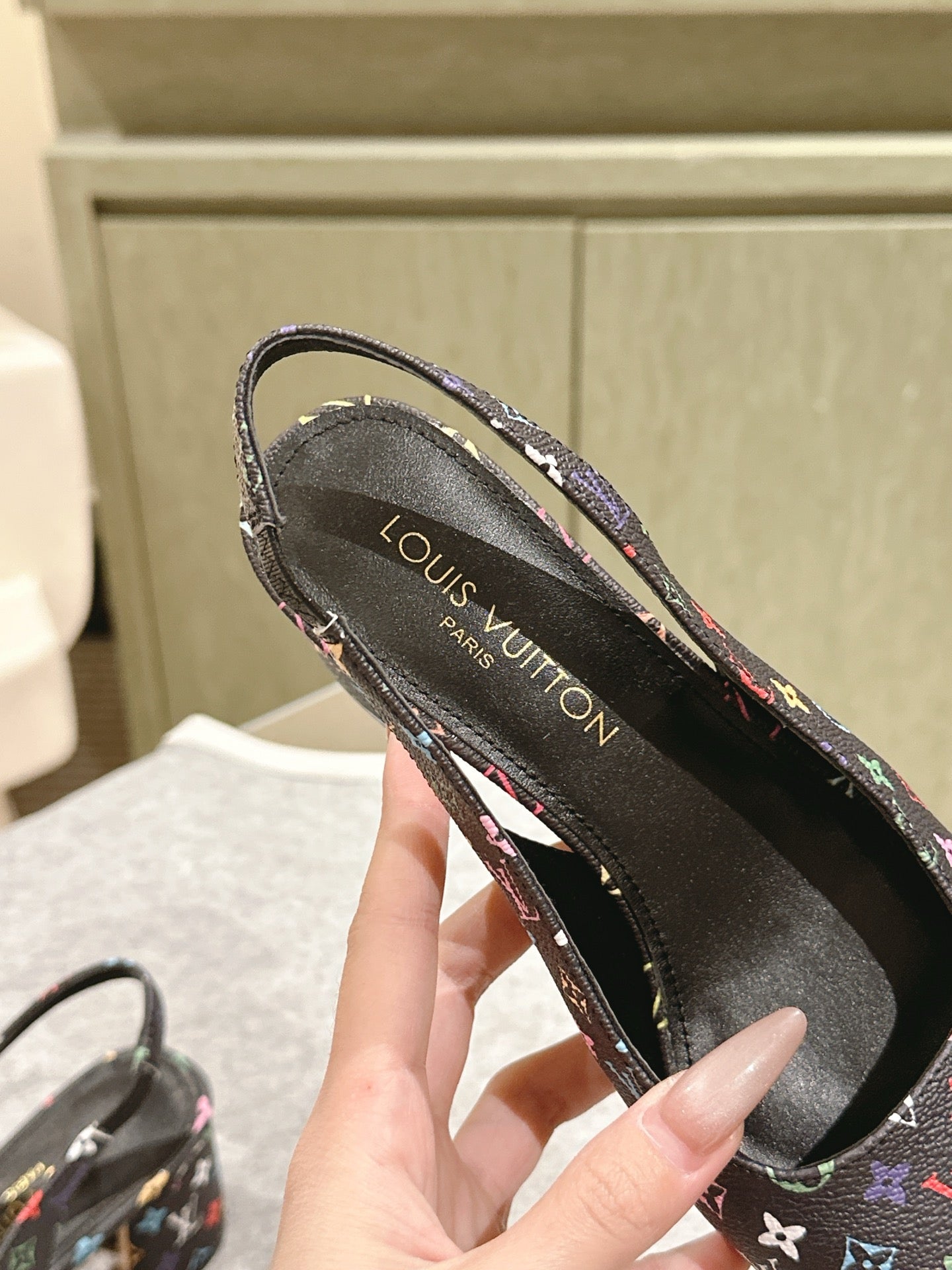 LOUIS VUITTON SWING SLINGBACK PUMP 55 MM IN BLACK MONOGRAM CALFSKIN