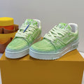 LOUIS VUITTON LV TRAINER MAXI SNEAKER IN GREEN PASTEL EMBOSSED CALFSKIN