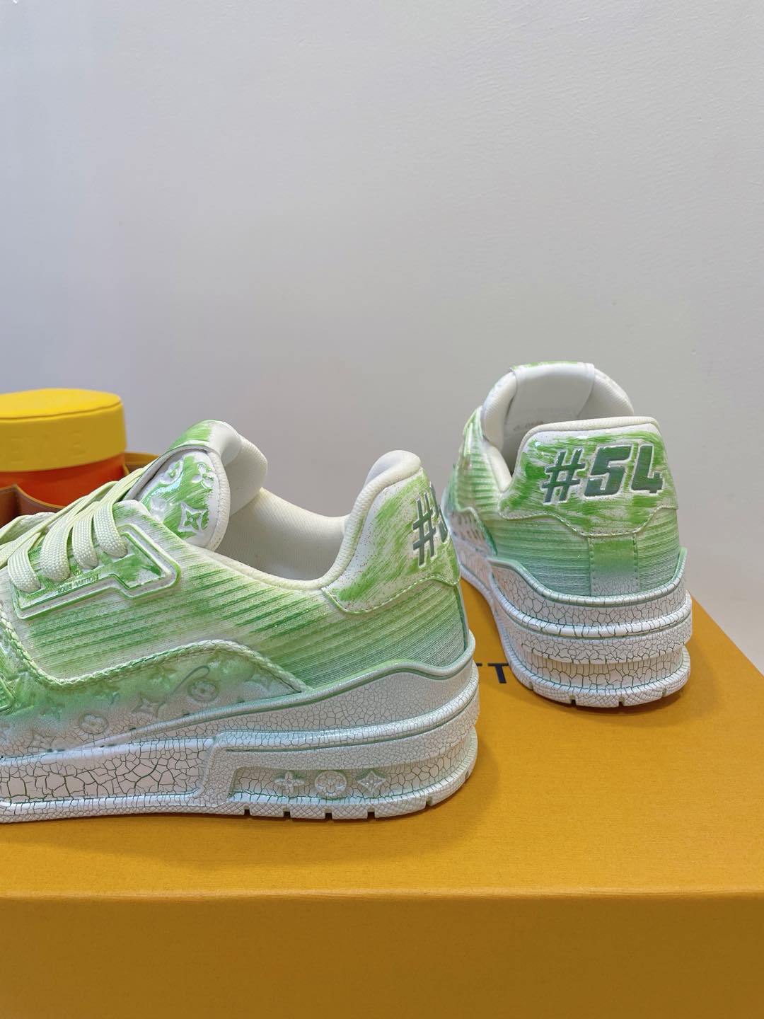 LOUIS VUITTON LV TRAINER MAXI SNEAKER IN GREEN PASTEL EMBOSSED CALFSKIN