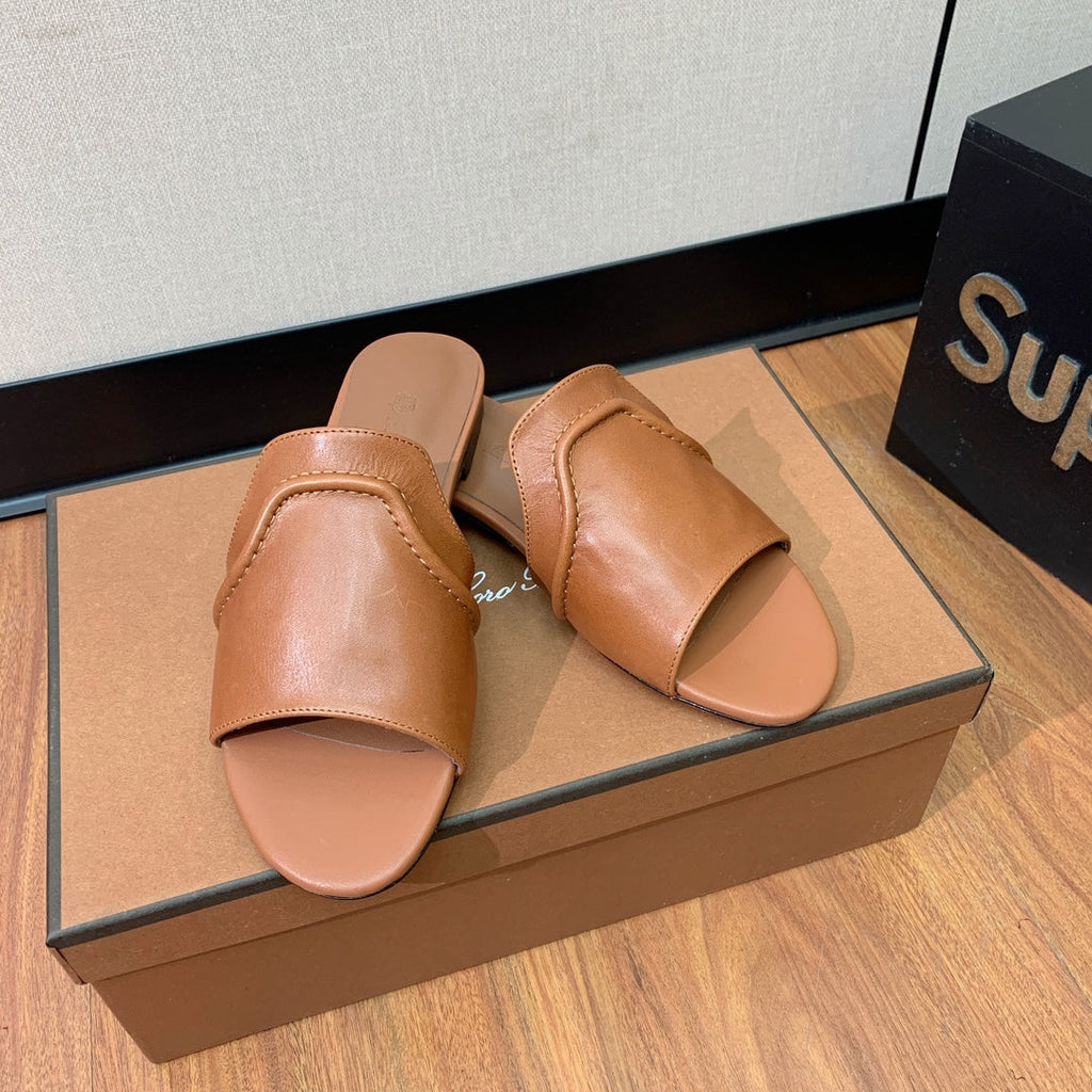LP HIGHT TOP FLAT SLIPPERS TAWNY CALFSKIN
