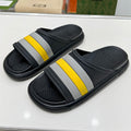 GUCCI PLATFORM SLIPPERS IN BLACK MIX GRAY AND YELLOW IMPORTED TPU