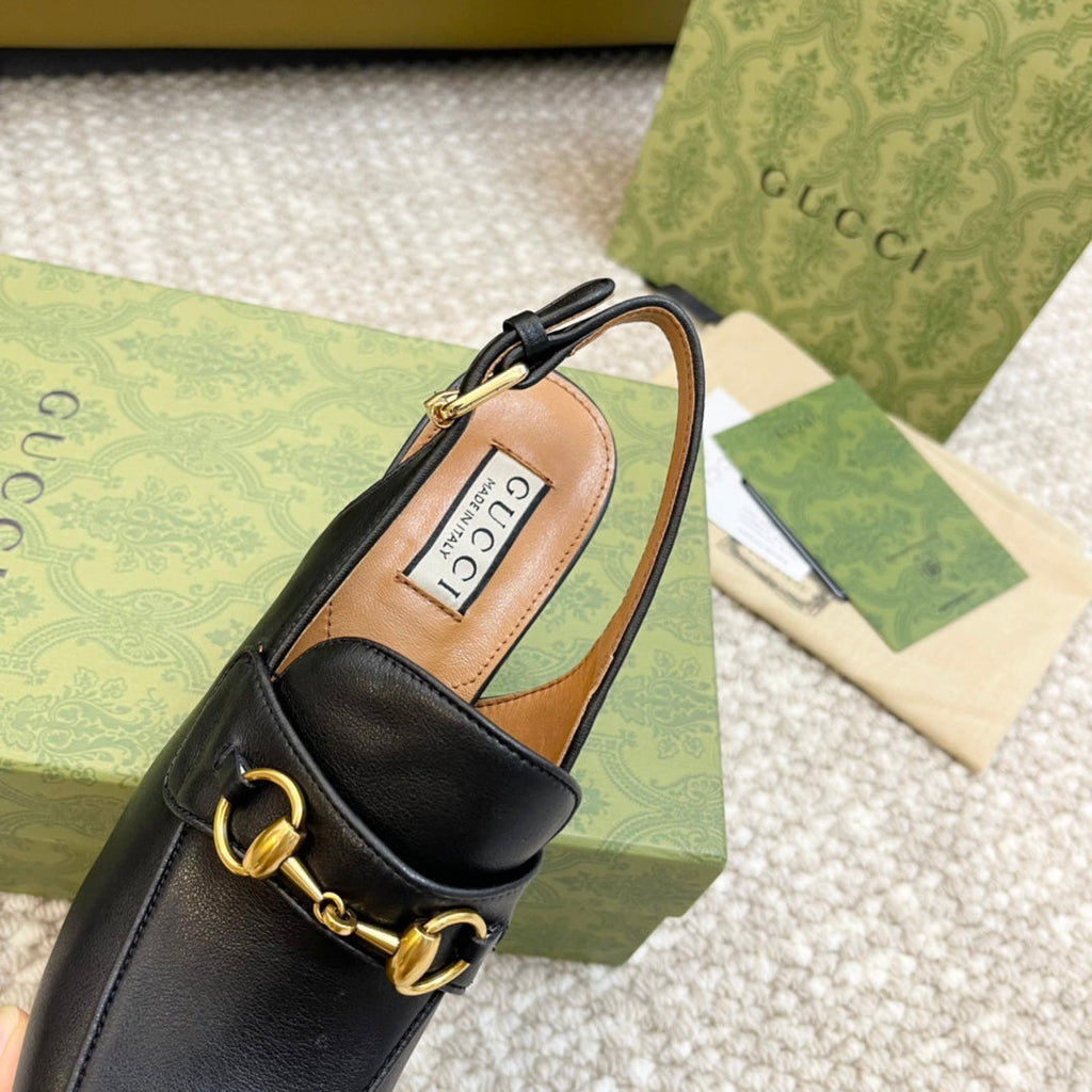 GUCCI HIGH - HEEL SLINGBACK WITH HORSEBIT BLACK CALFSKIN