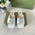 GUCCI CRYSTAL SLIDES SANDAL WHITE CALFSKIN