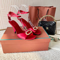 HIGH HEELS SANDALS 80 MM IN RED SATIN MIX SUEDE