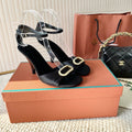 HIGH HEELS SANDALS 80 MM IN BLACK SATIN MIX SUEDUE
