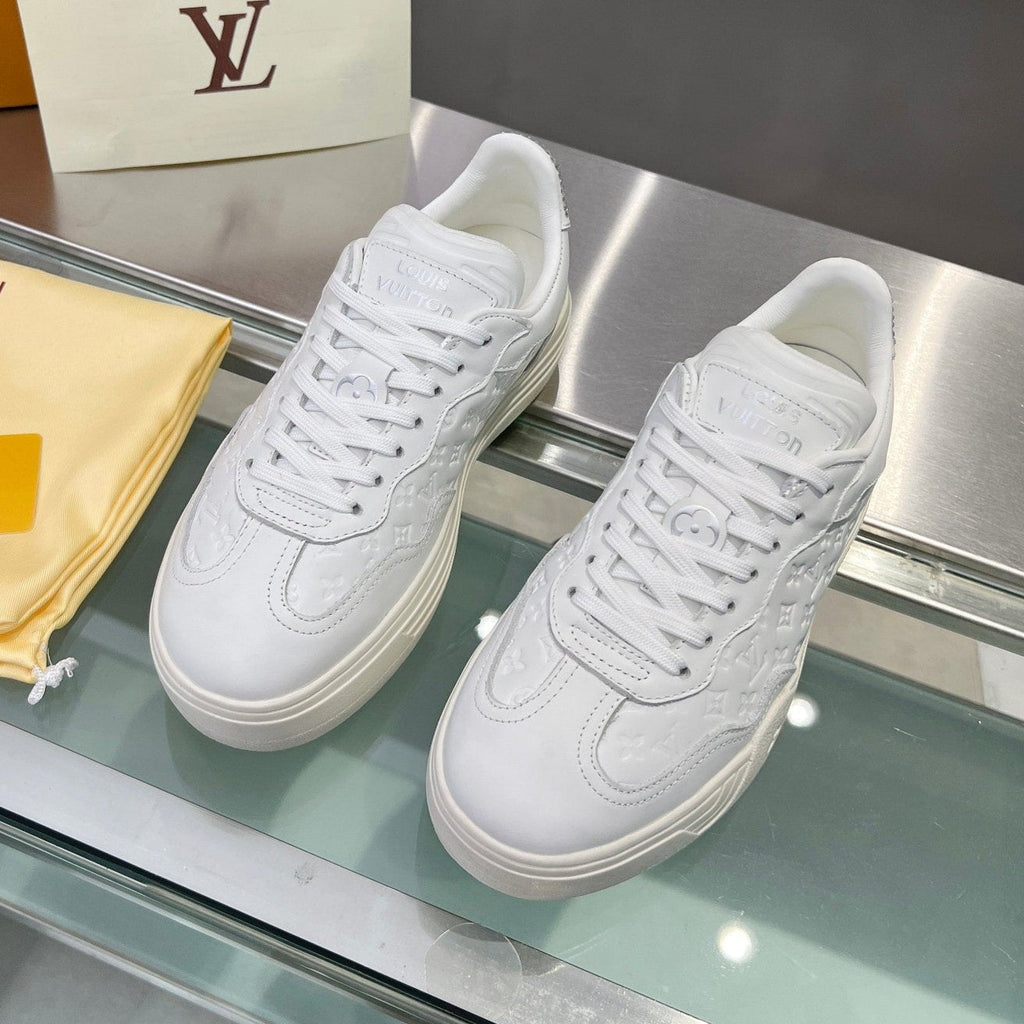 LOUIS VUITTON LV WOMEN GROOVY PLATFORM IN WHITE EMBOSSED CALFSKIN
