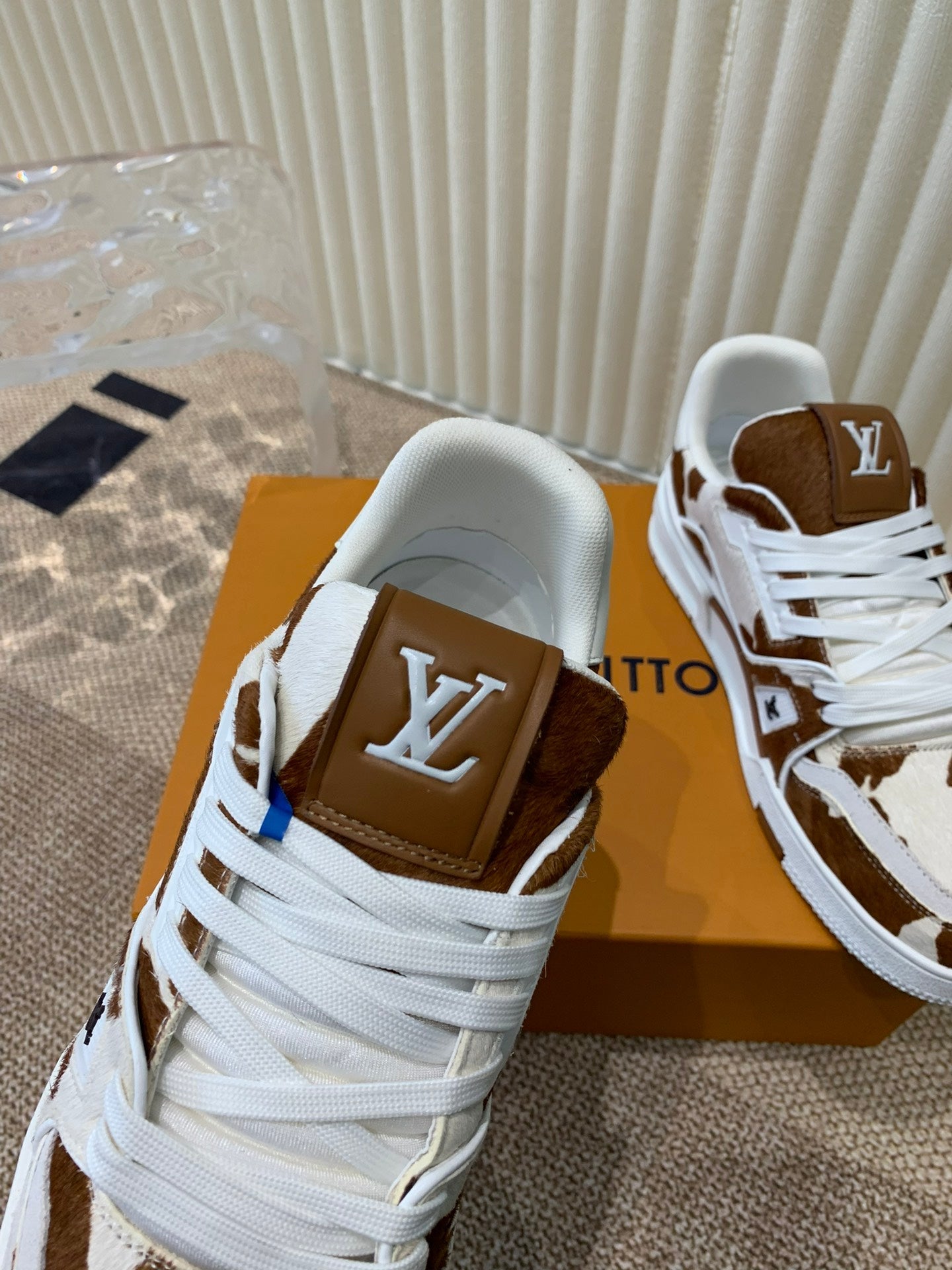 LOUIS VUITTON LV TRAINER SNEAKER PONY BROWN MIX WHITE