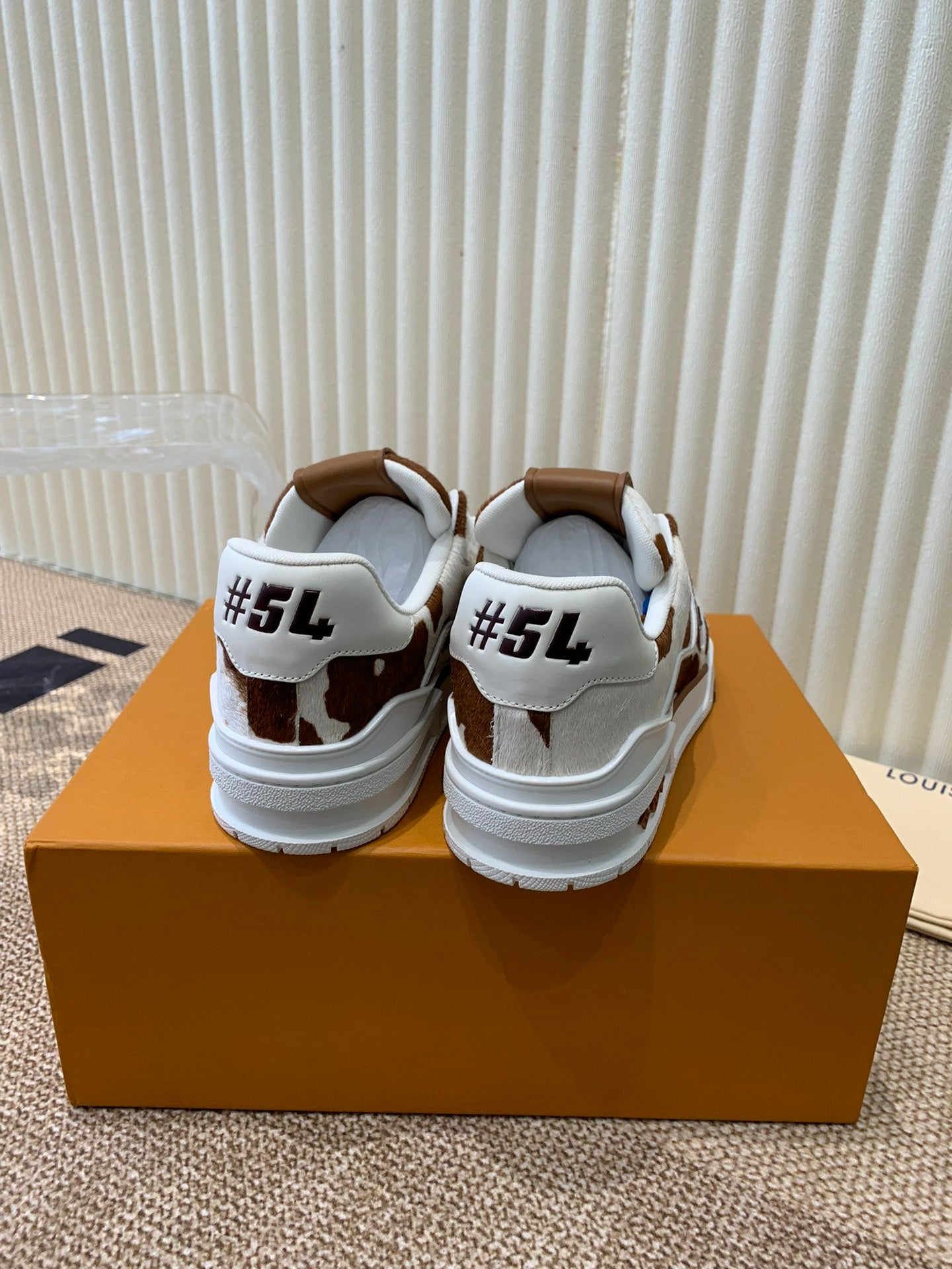 LOUIS VUITTON LV TRAINER SNEAKER PONY BROWN MIX WHITE