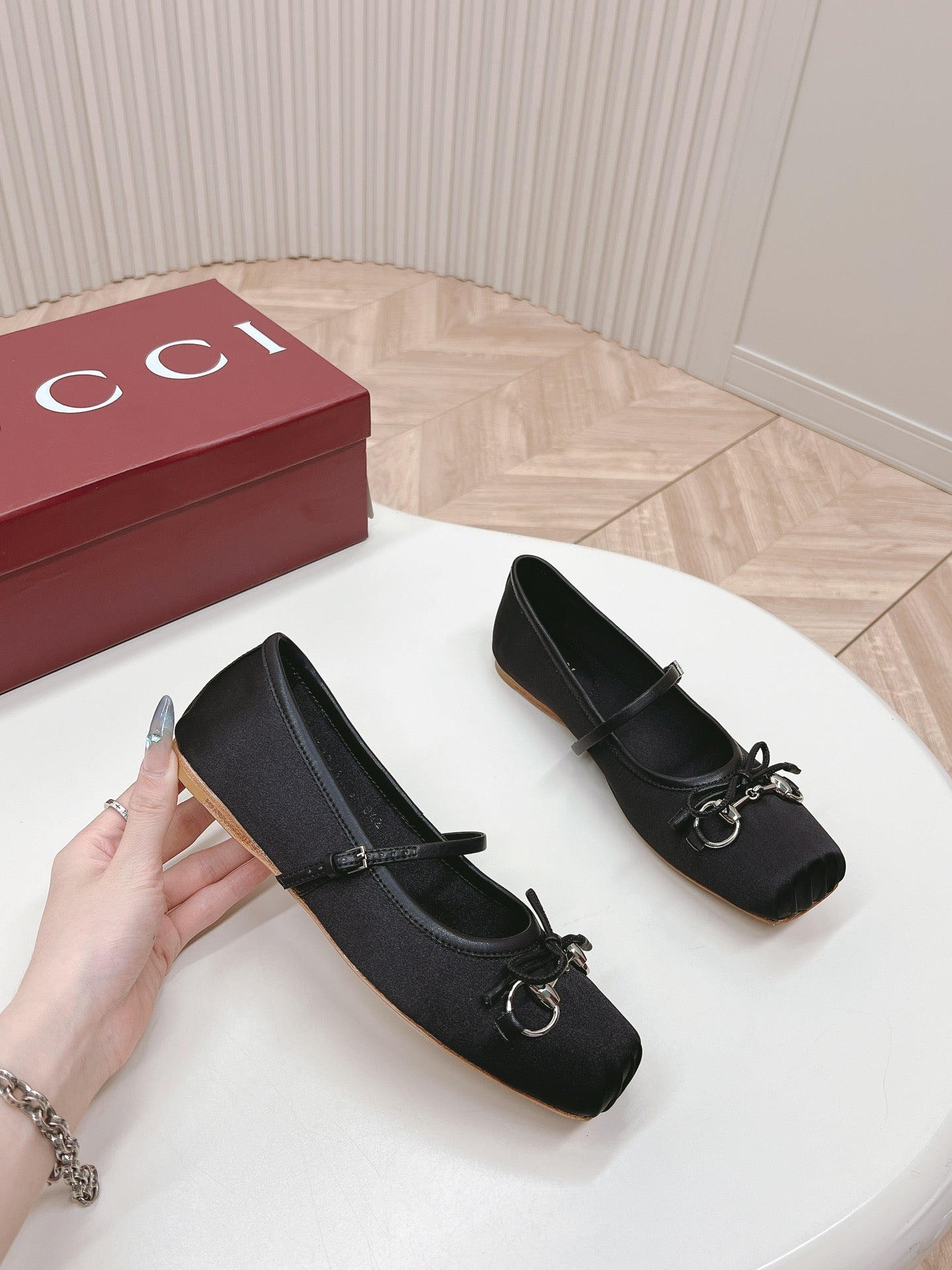 GUCCI BALLET FLAT BLACK SILK