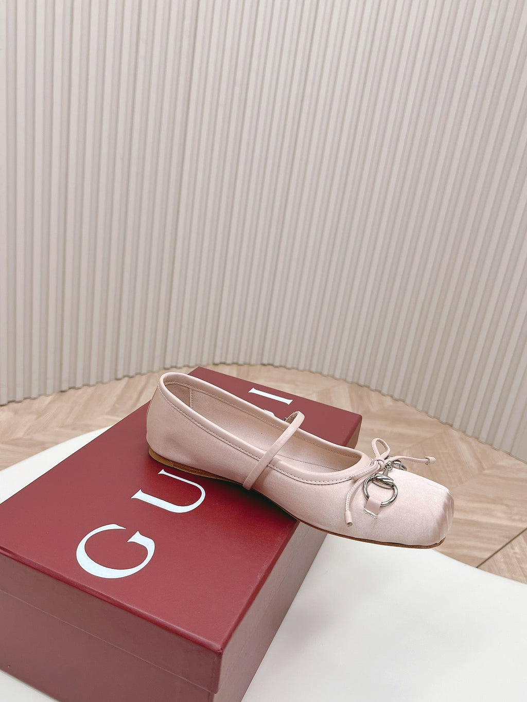 GUCCI BALLET FLAT PASTEL PINK SILK