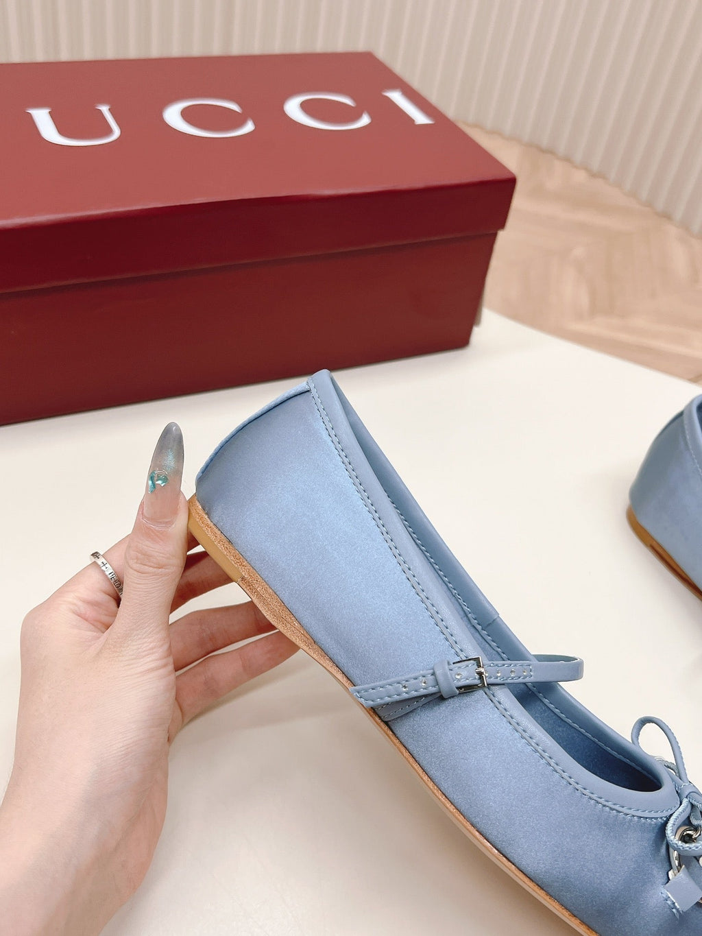 GUCCI BALLET FLAT SKY SILK