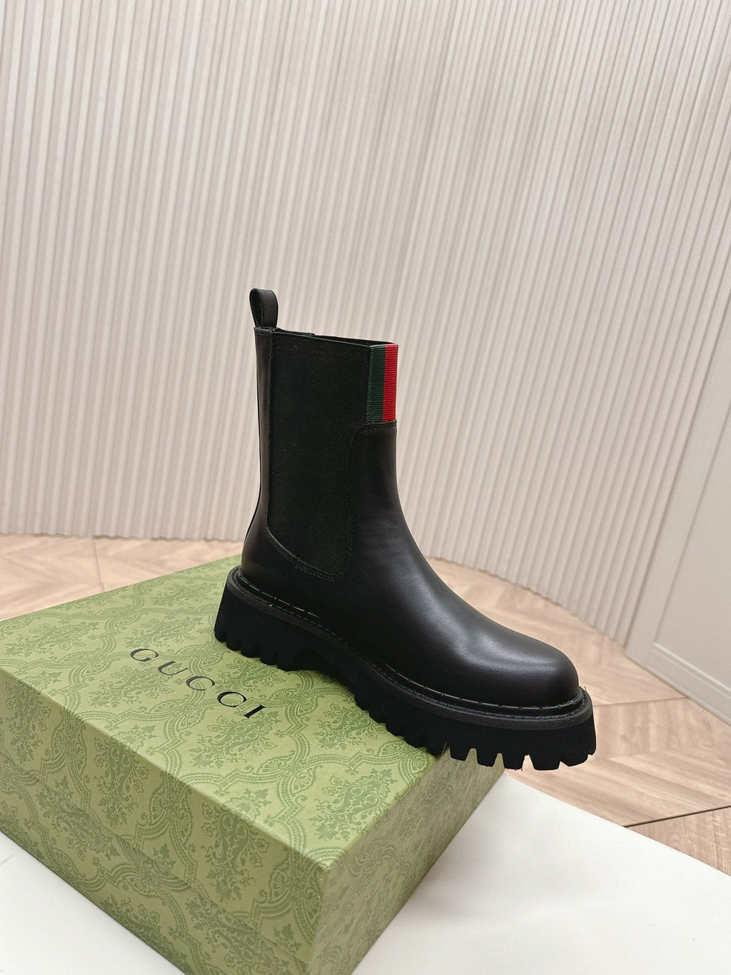 GUCCI CLASSIC MARTIN BOOTS IN BLACK IMPORTED CALFSKIN