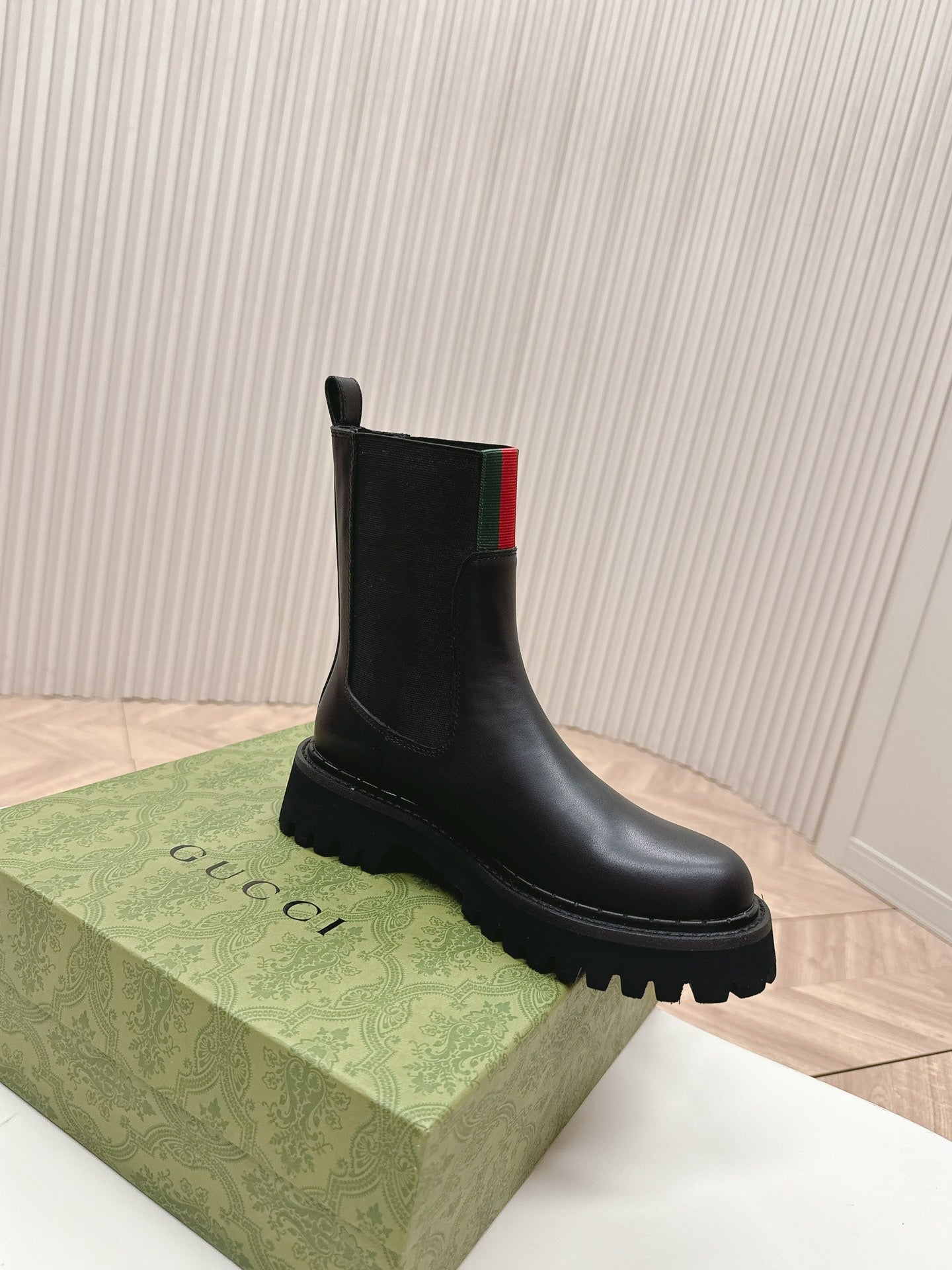 GUCCI CLASSIC MARTIN BOOTS IN BLACK IMPORTED CALFSKIN