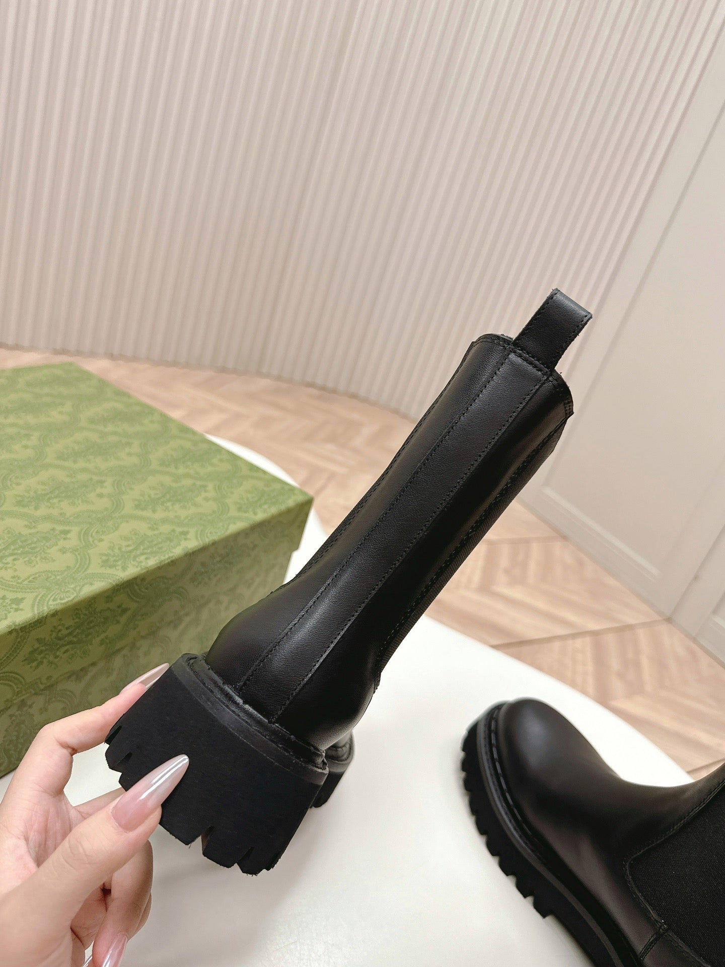 GUCCI CLASSIC MARTIN BOOTS IN BLACK IMPORTED CALFSKIN