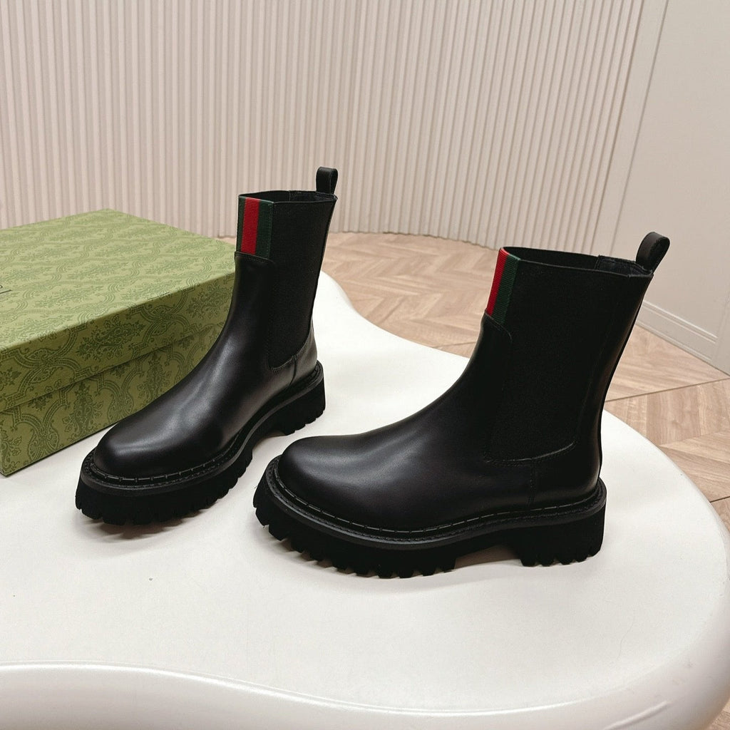 GUCCI CLASSIC MARTIN BOOTS IN BLACK IMPORTED CALFSKIN