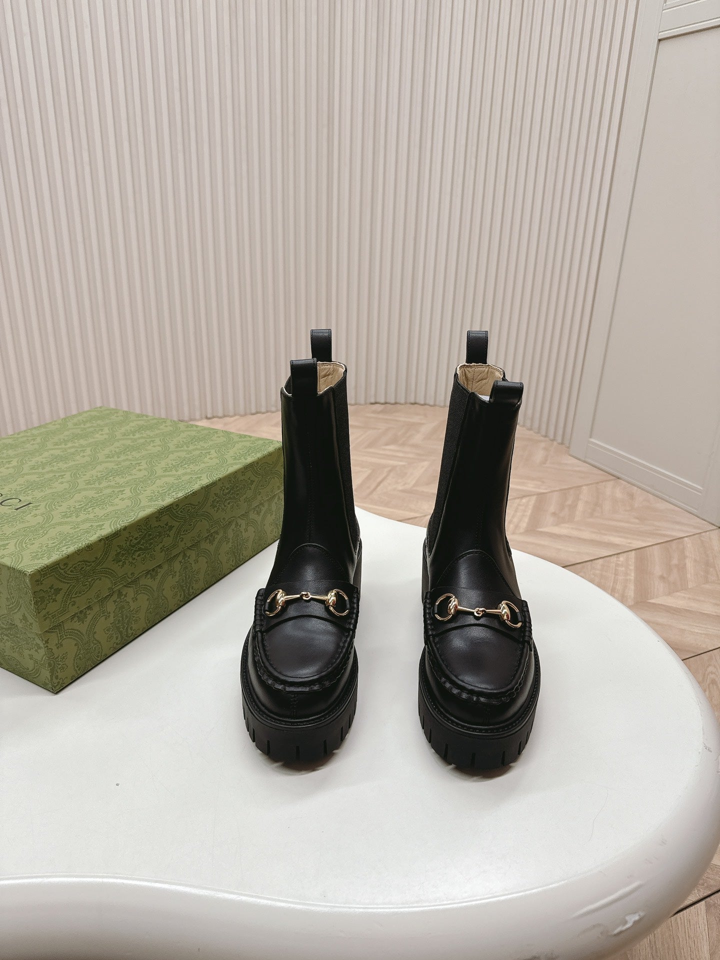 GUCCI MARTIN HORSEBIT BOOTS IN BLACK IMPORTED CALFSKIN
