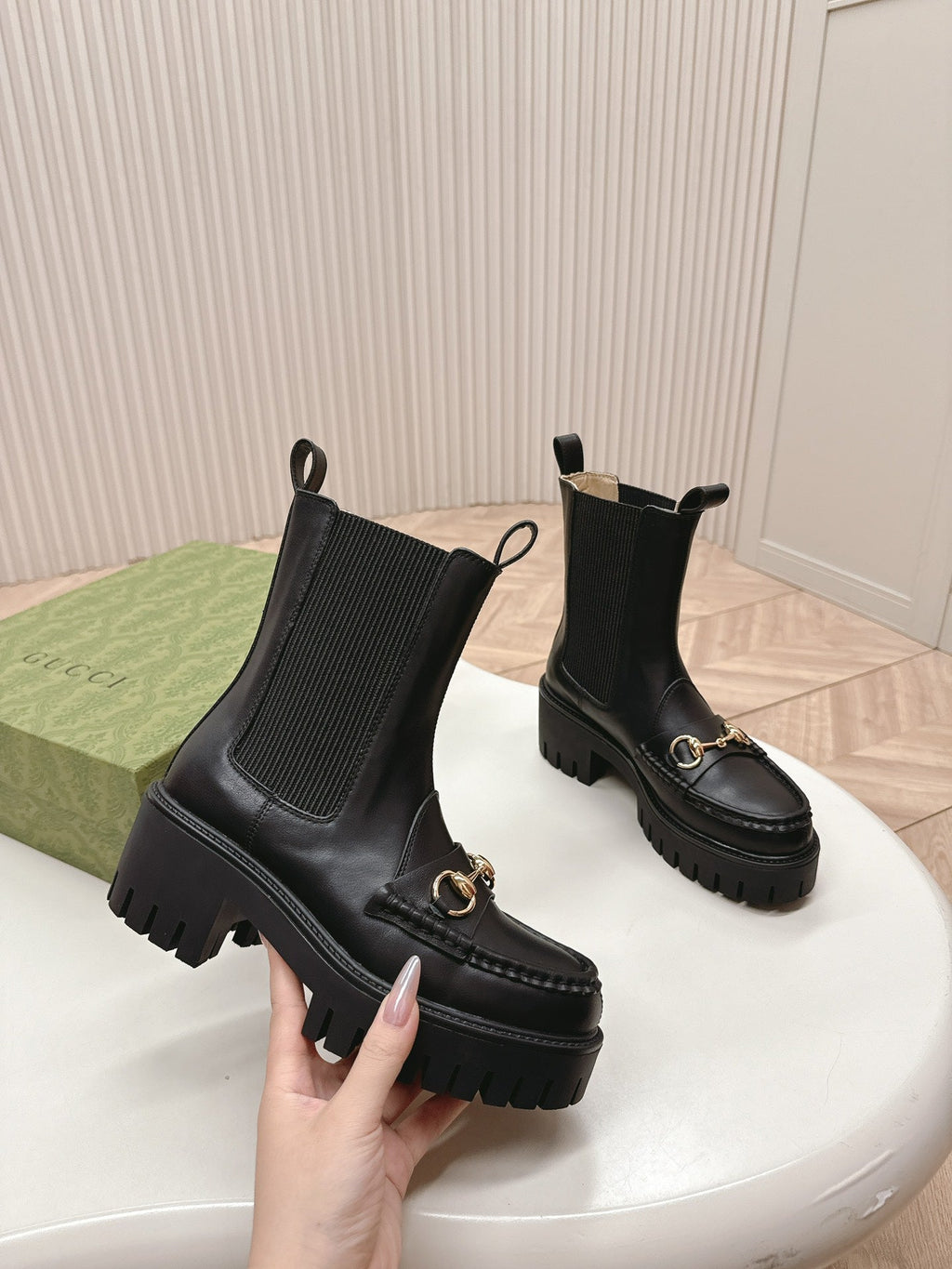 GUCCI MARTIN HORSEBIT BOOTS IN BLACK IMPORTED CALFSKIN