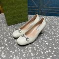 GUCCI HIGH PUMP 55MM IN WHITE SHEEPSKIN