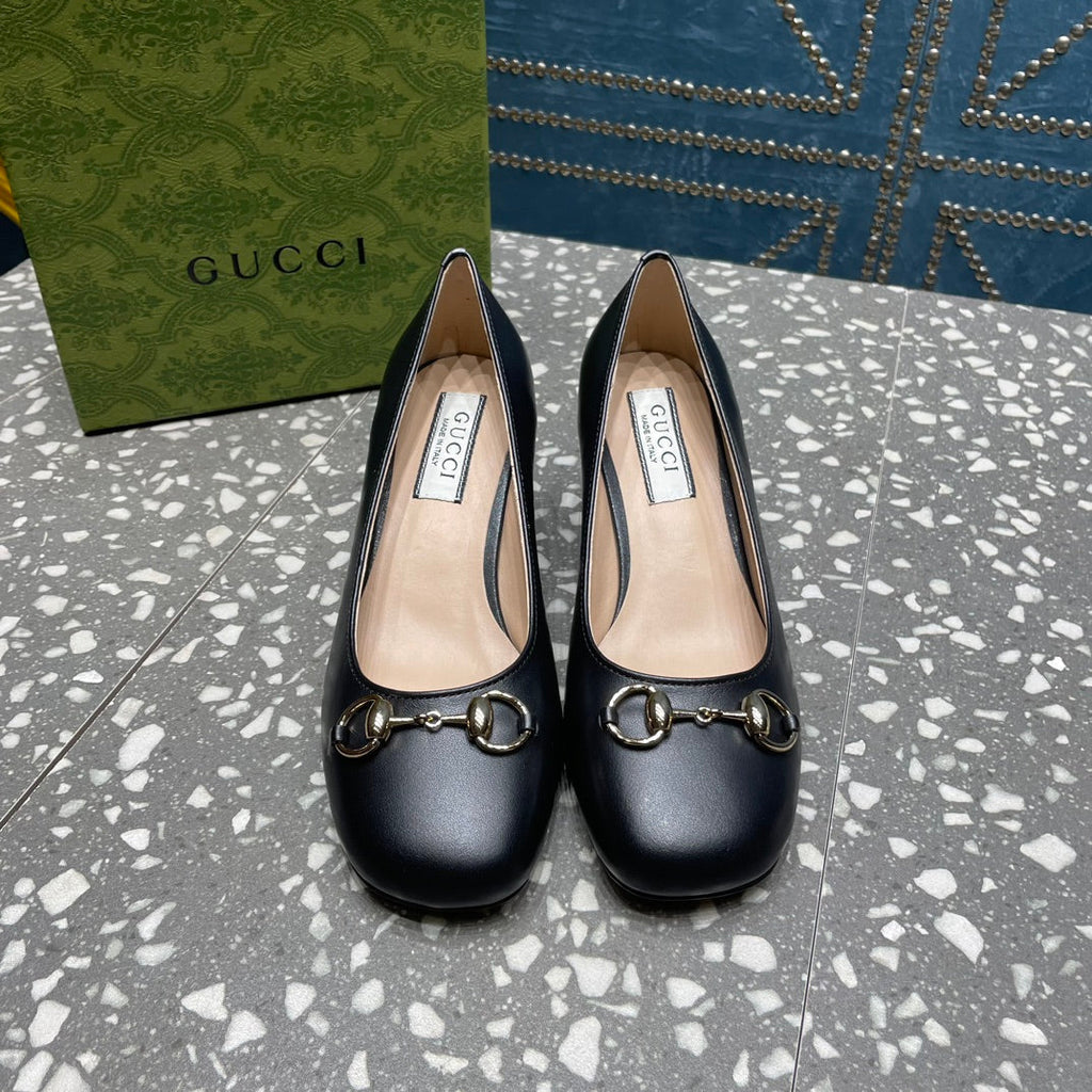 GUCCI HIGH PUMP 55MM IN BLACK SHEEPSKIN