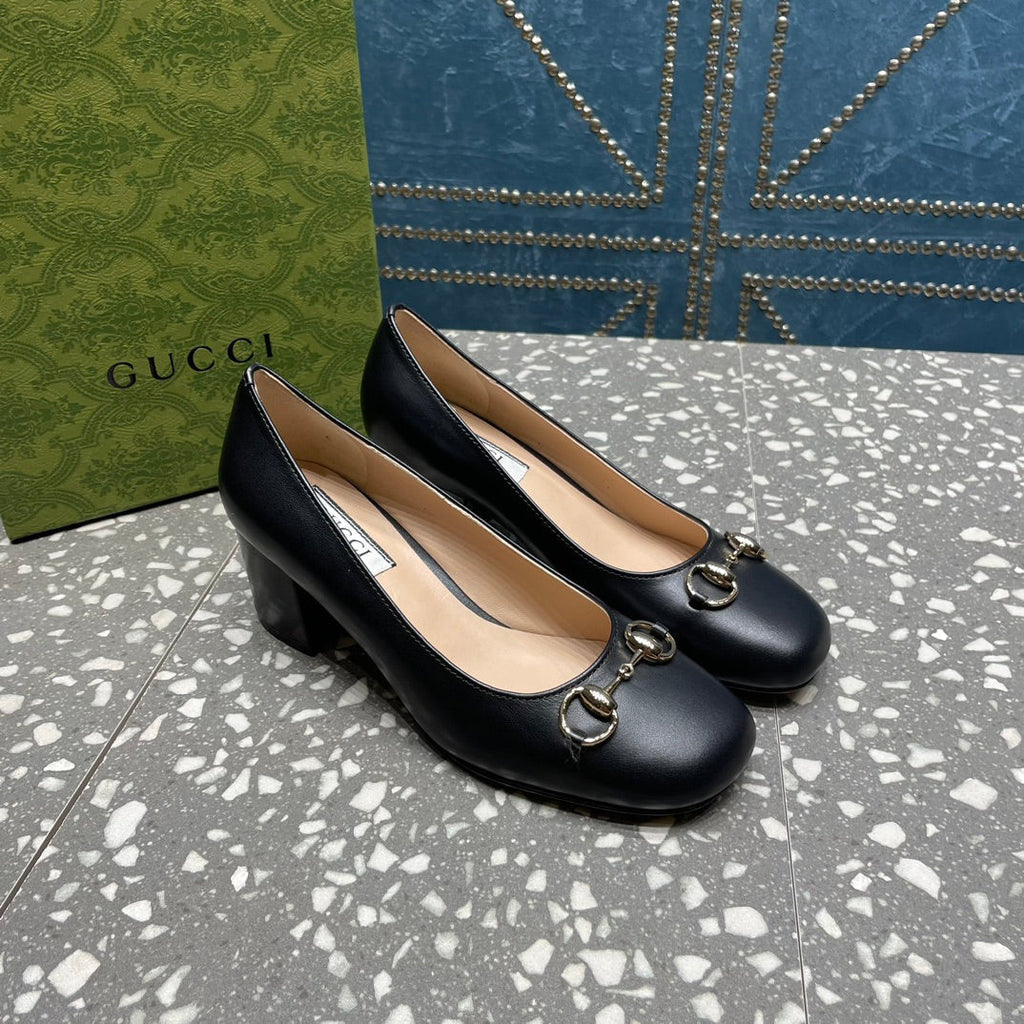 GUCCI HIGH PUMP 55MM IN BLACK SHEEPSKIN
