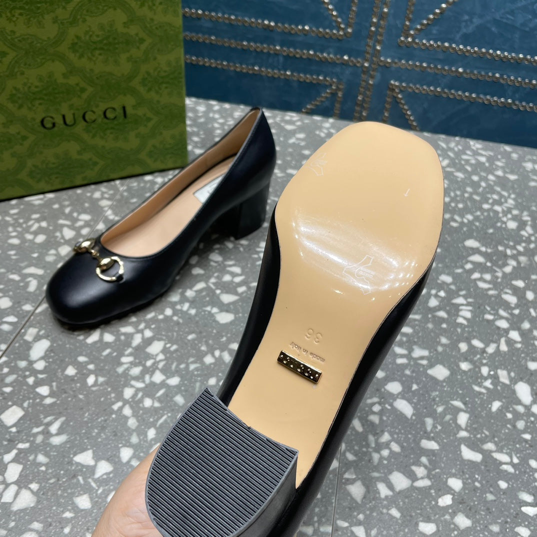 GUCCI HIGH PUMP 55MM IN BLACK SHEEPSKIN