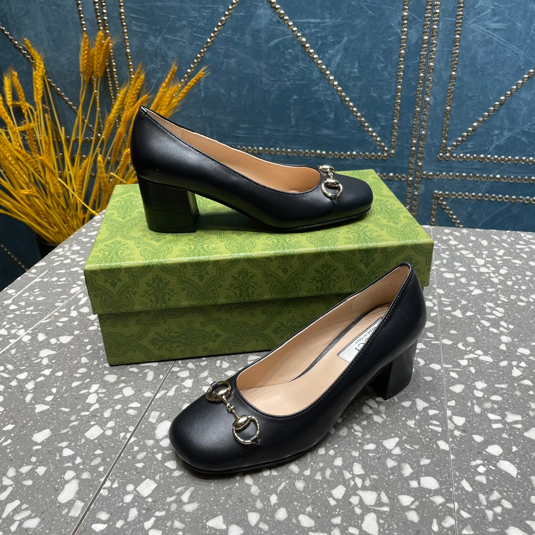 GUCCI HIGH PUMP 55MM IN BLACK SHEEPSKIN