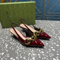 GUCCI WOMEN'S SLINGBACK 45MM IN GARNET RED CALFSKIN WITH GOLD HARDWARE