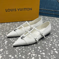 LOUIS VUITTON POINTED FLAT SHOES IN WHITE CALFSKIN
